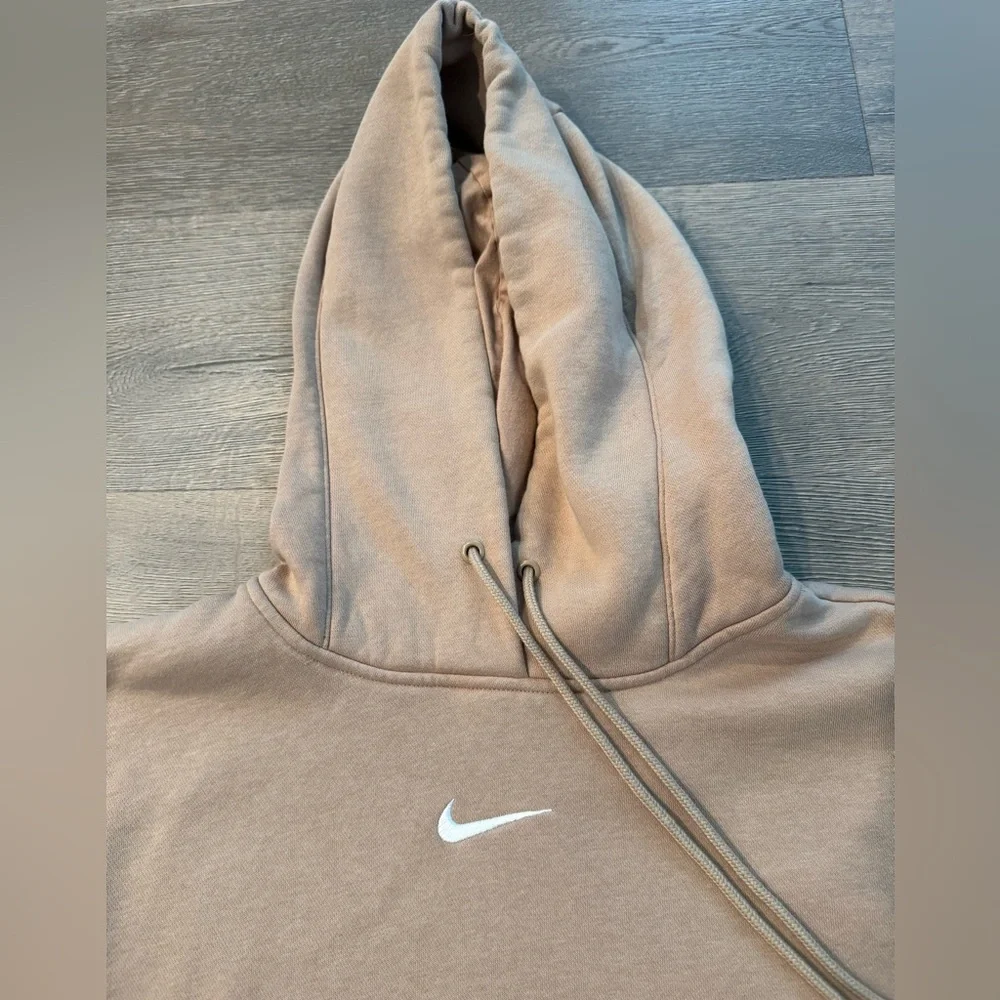 Nike Sportswear Phoenix Fleece Oversized Hoodie Sweatshirt Tan Center Swoosh